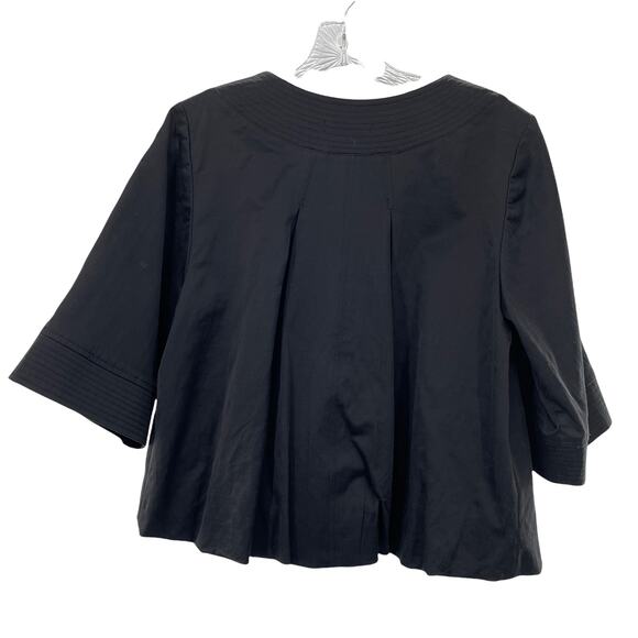 FOREVER Black Blazer Button Down Swing Cropped 1/2 Sleeve Jacket S - Picture 2 of 11